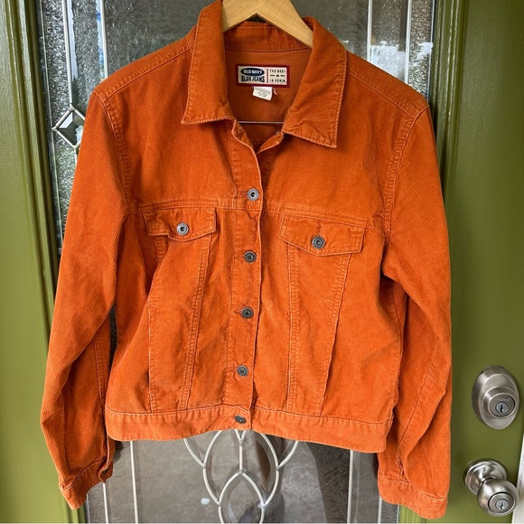 Old Navy Jackets & Blazers - Vintage old navy large burnt orange corduroy cropped jacket pockets y2k